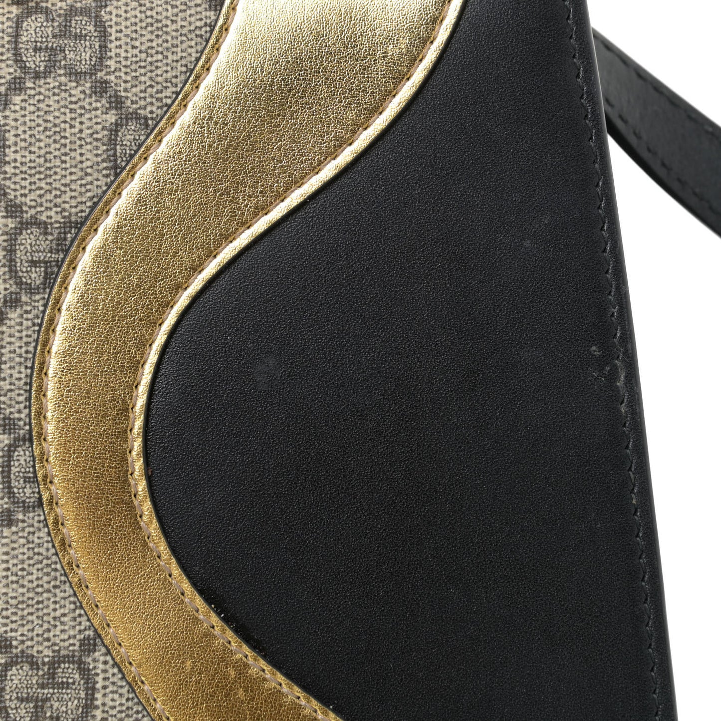 GG Supreme Monogram Small Osiride Top Handle Bag Black Gold