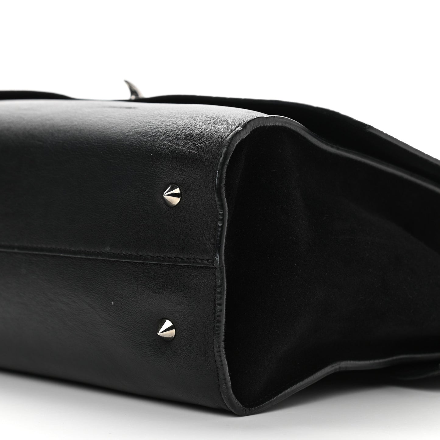 Calfskin Crocodile Embossed Medium Shark Lock Satchel Black