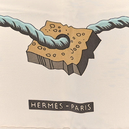 Hermes Silk Bouteilles A La Mer Scarf 90 White Aqua Bleu Lavande 2 of 3