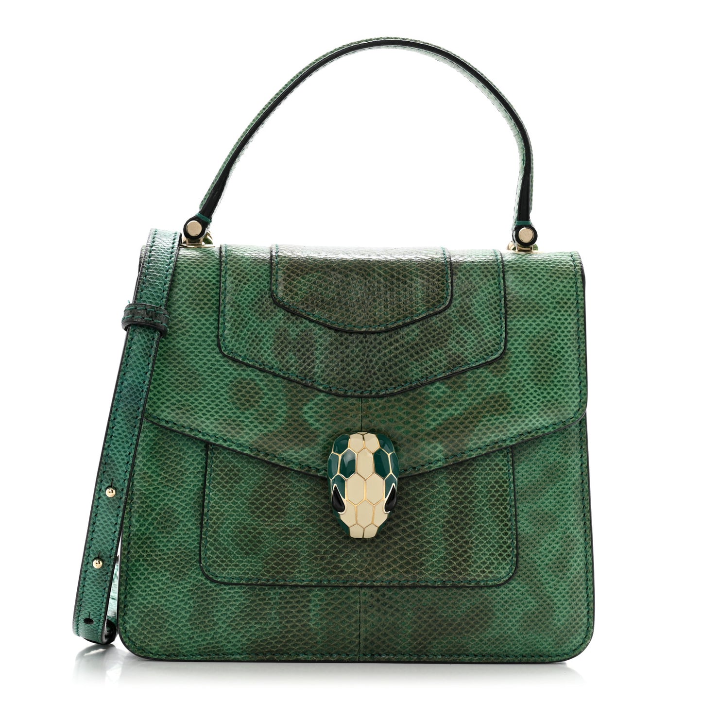 Shiny Karung Serpenti Forever Top Handle Green