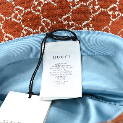 Gucci Canvas Lame GG Monogram Bucket Hat M Burnt Orange Silver 9 of 10