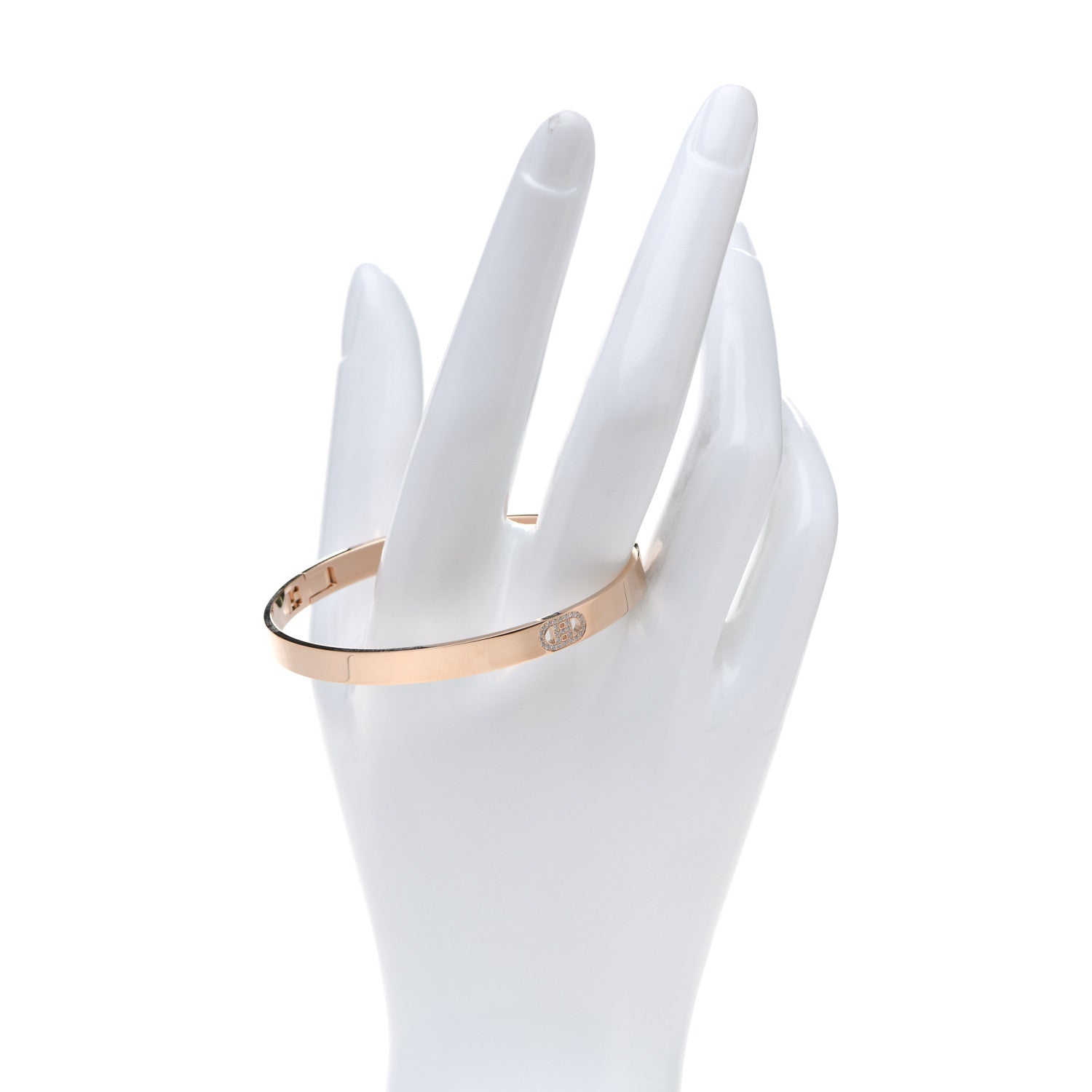 Hermes 18K Rose Gold Diamond PM H D'Ancre Bracelet SH 2 of 5