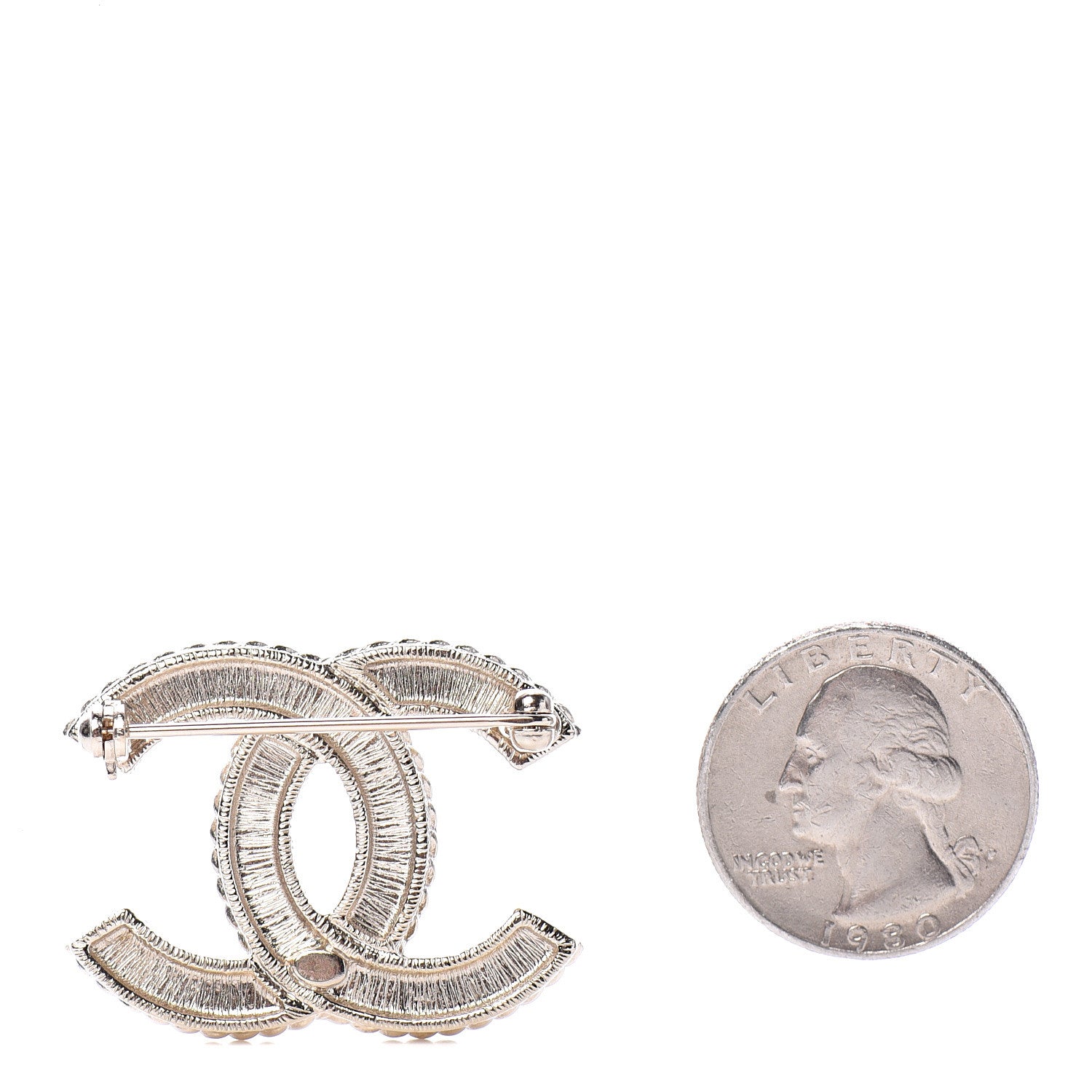 Chanel Pearl Crystal April In Paris CC Brooch Gold 2 of 4