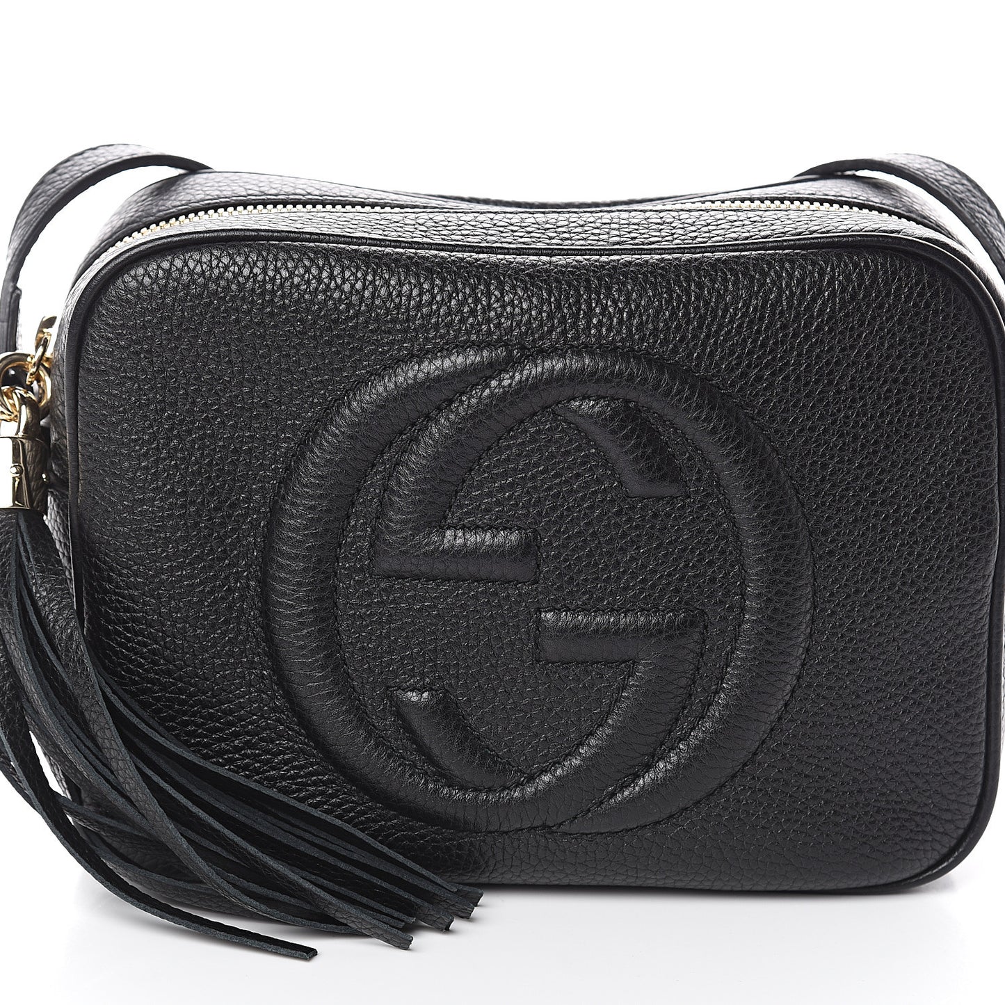 Pebbled Calfskin Small Soho Disco Bag Black