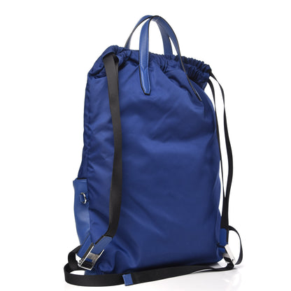 Fendi Nylon Vitello Century Vocabulary Drawstring Backpack Blue Cobalto Blue Neon Sunflower 2 of 9