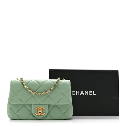 Chanel Lambskin Quilted Pearl Small Flap Light Green 11 of 11