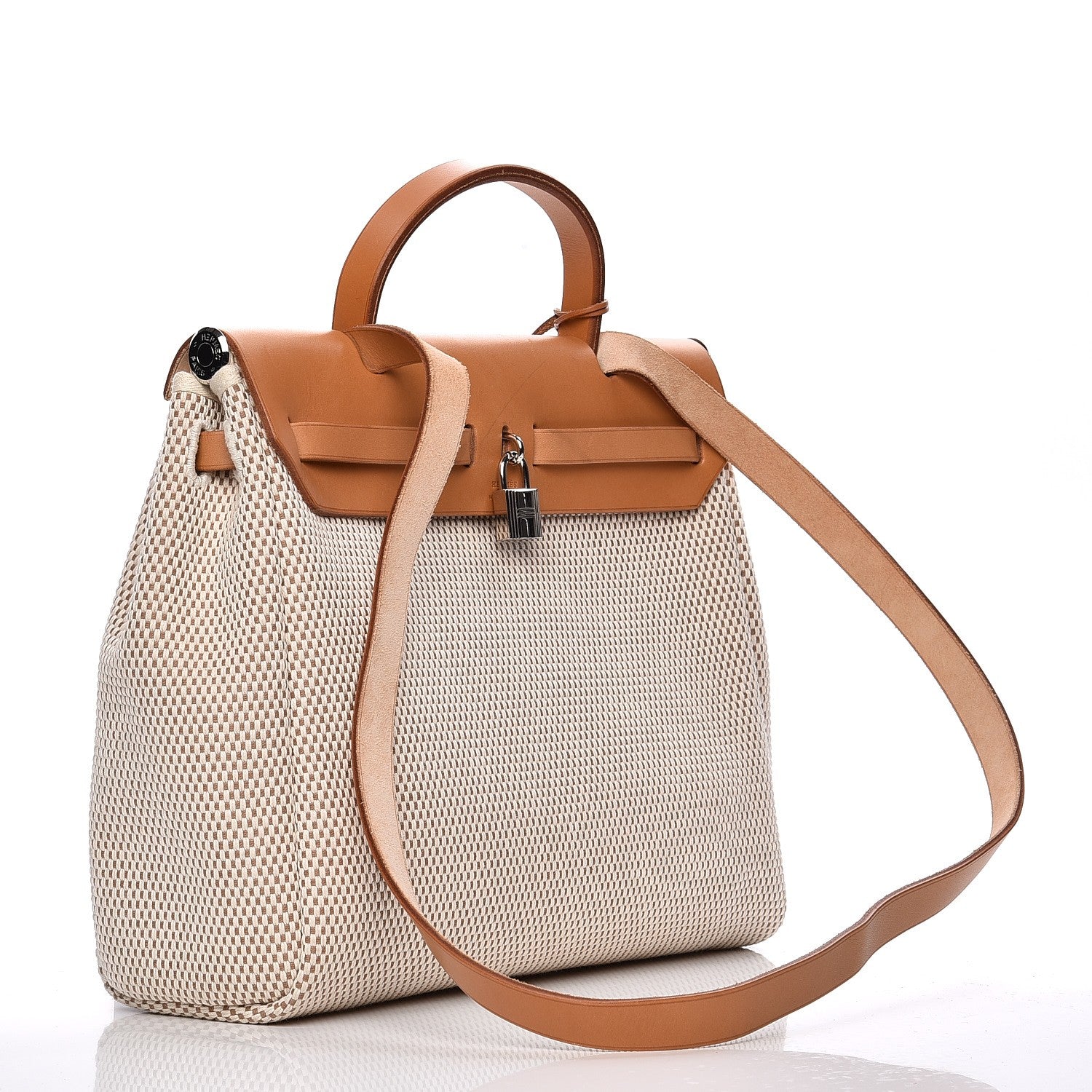 Hermes Toile Vache Calfskin Herbag 30 PM Black Natural 4 of 13