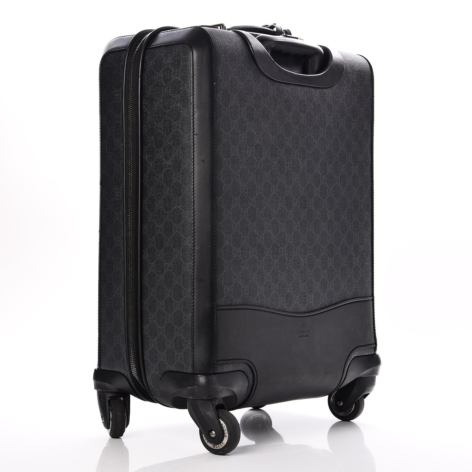 Gucci GG Supreme Monogram Four Wheel Carry On Suitcase Black Grey 3 of 11