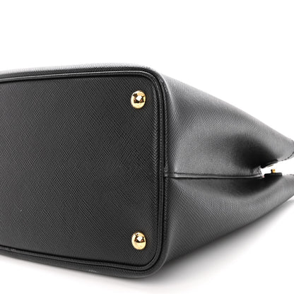 Prada Saffiano Cuir Medium Double Bag Black Fuoco 9 of 10