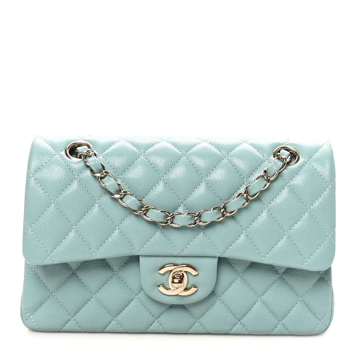 Chanel Caviar Quilted Small Double Flap Light Blue 1 of 10