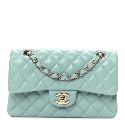 Chanel Caviar Quilted Small Double Flap Light Blue 1 of 10