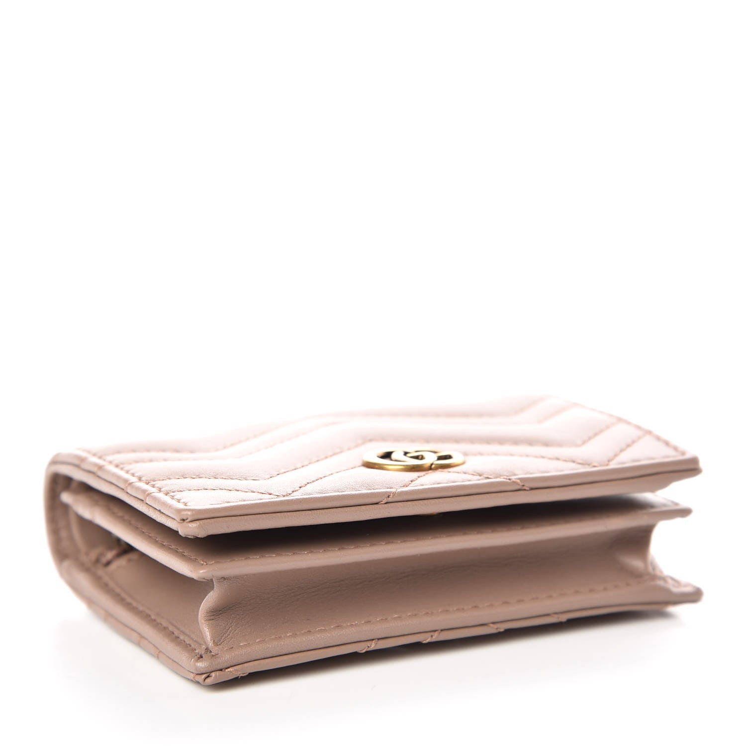 Gucci Calfskin Matelasse GG Marmont Card Case Wallet Porcelain Rose 4 of 8