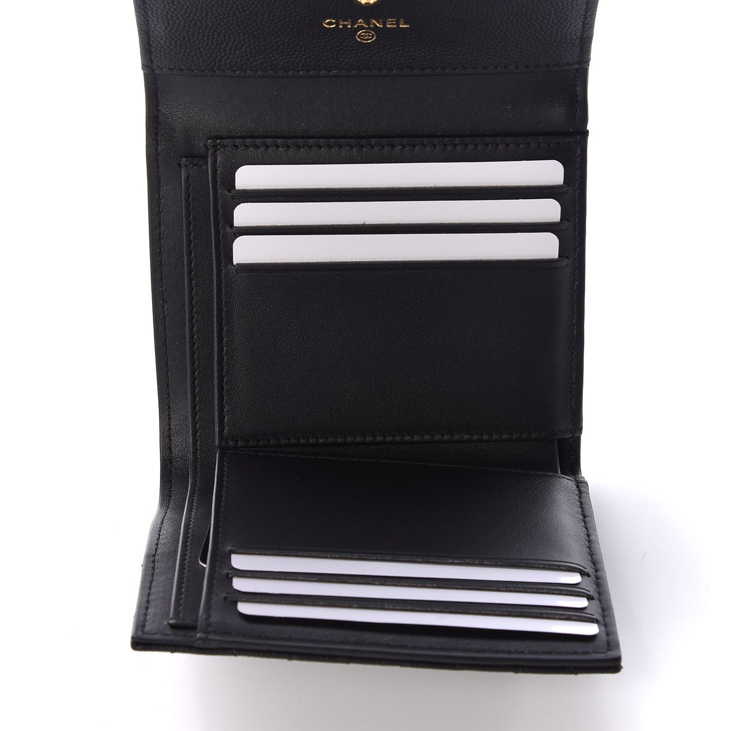 Caviar Quilted Compact Boy Wallet Black