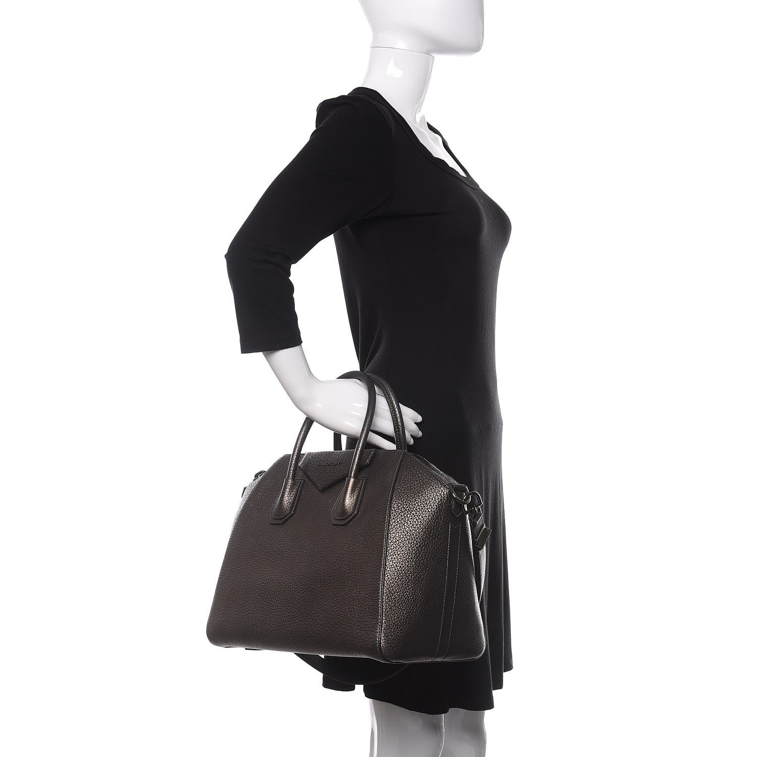 Givenchy Metallic Sugar Goatskin Medium Antigona Gunmetal 2 of 12