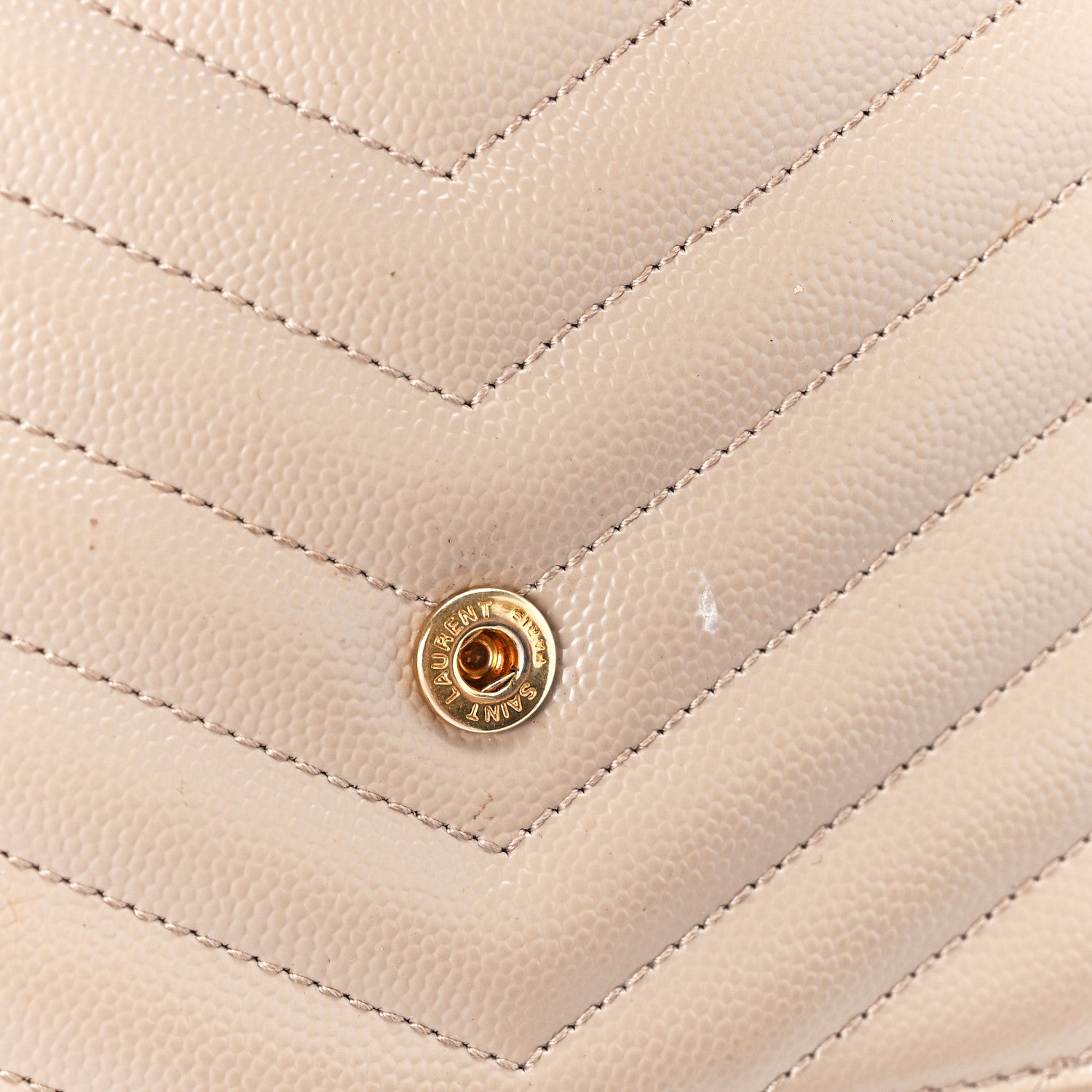 Saint Laurent Grain De Poudre Matelasse Chevron Monogram Envelope Chain Wallet Dark Beige 13 of 13