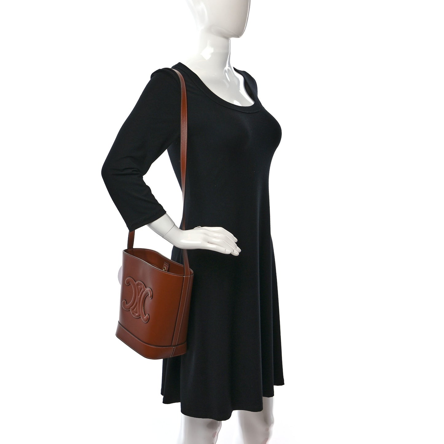 Smooth Calfskin Small Cuir Triomphe Bucket Bag Tan