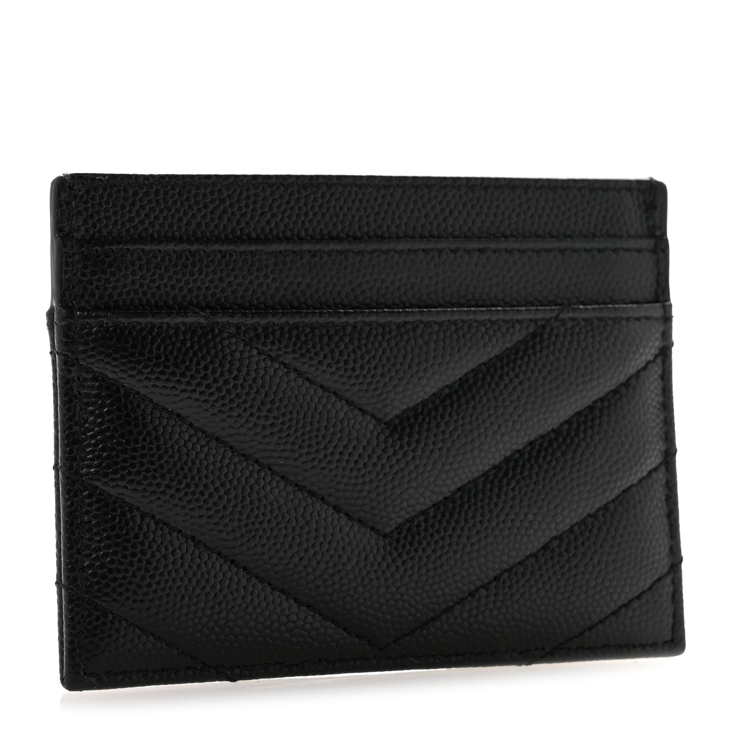 Grain De Poudre Matelasse Chevron Monogram Credit Card Case Black