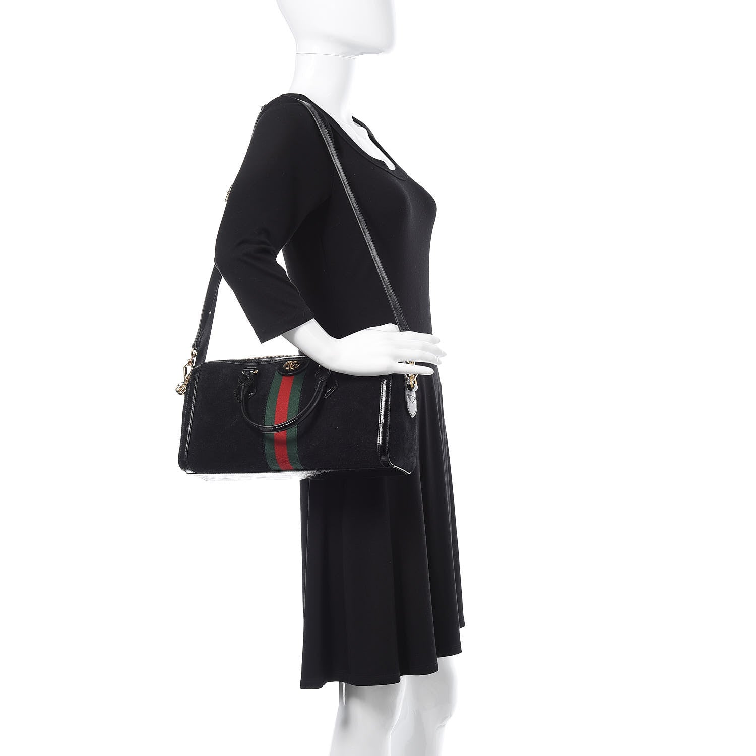 Gucci Suede Patent GG Web Medium Ophidia Boston Black 2 of 10