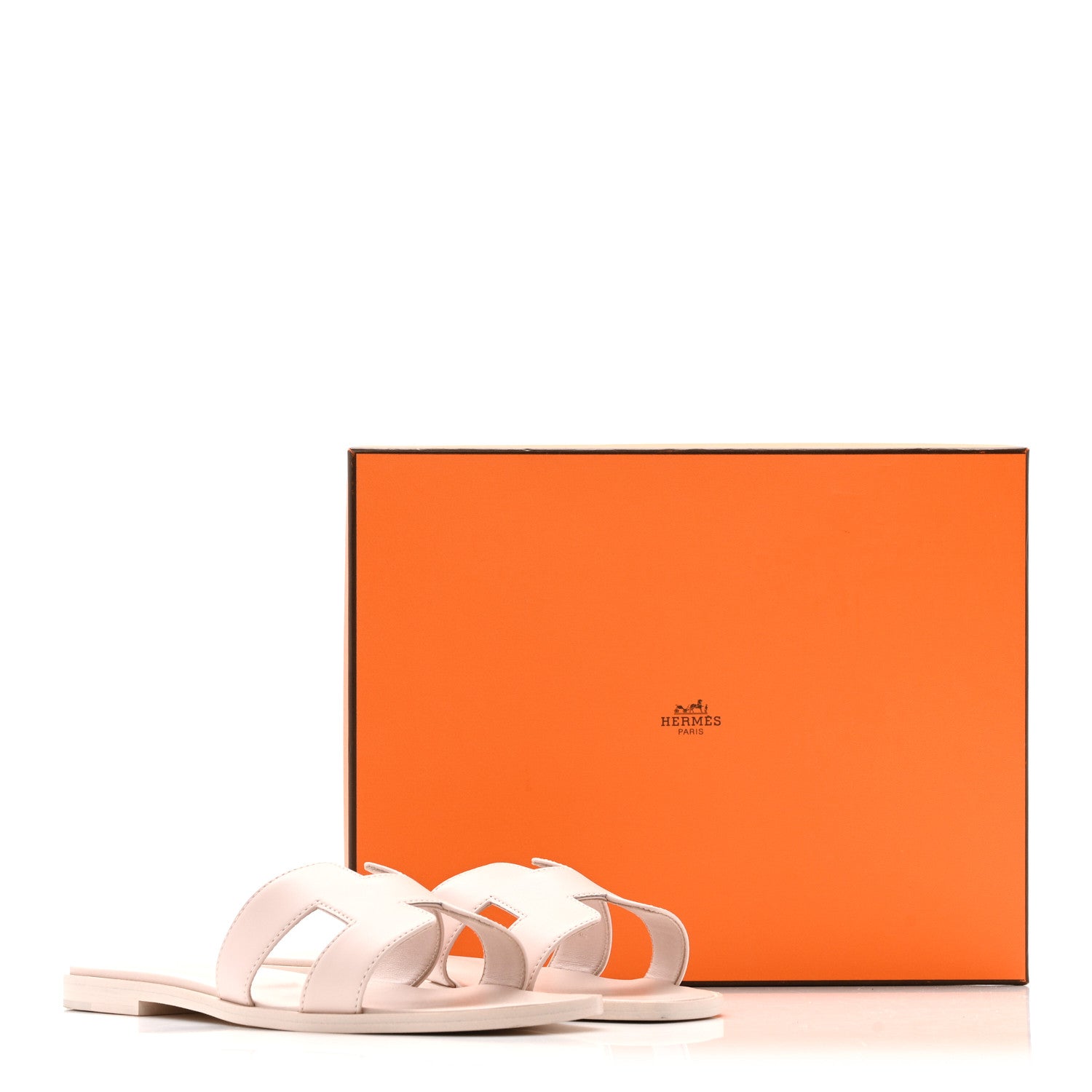Hermes Box Calfskin Oran Sandals 37.5 Rose Pale 15 of 15