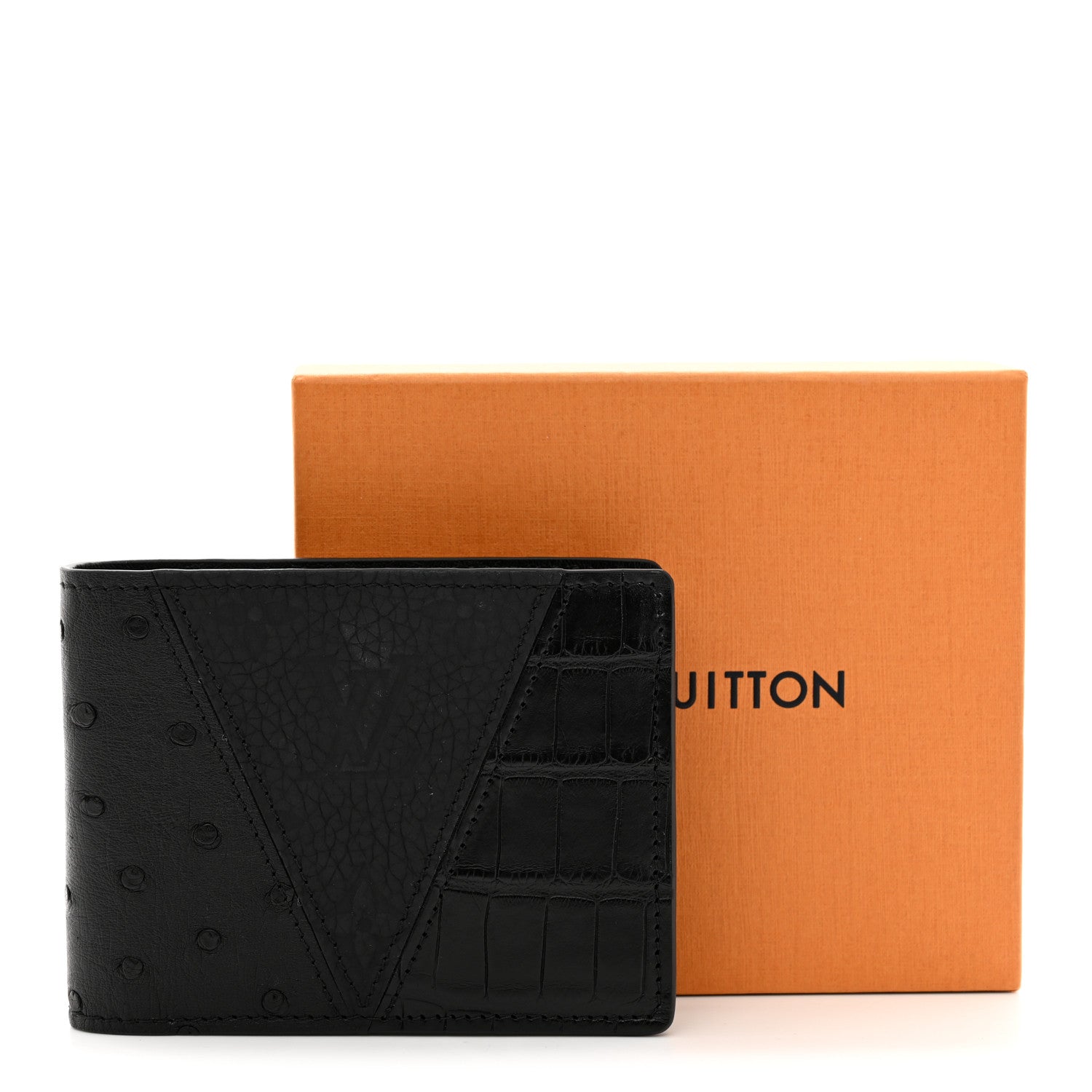 Louis Vuitton Crocodile Ostrich Taurillon Monogram Shadow Multiple Wallet Black 8 of 8