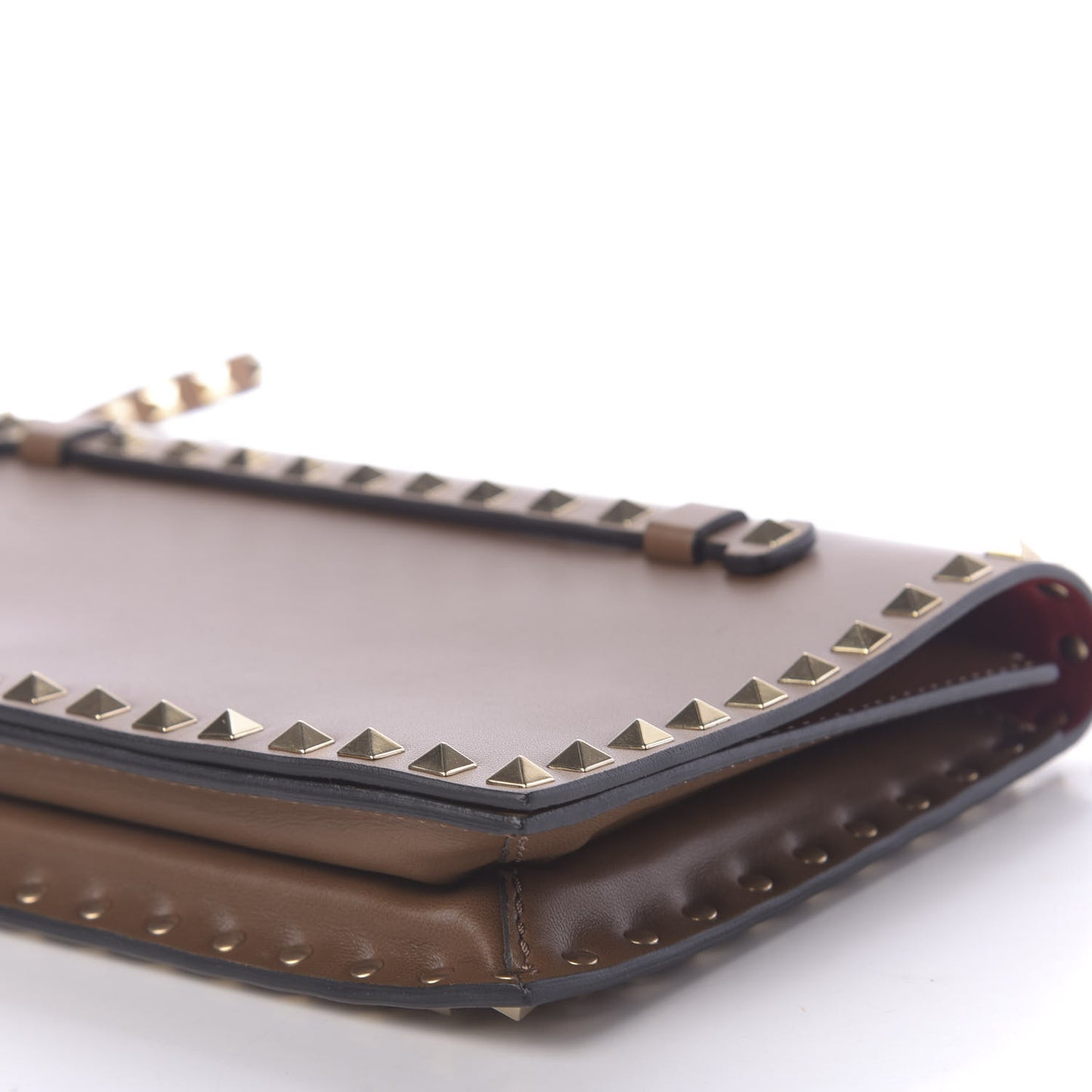 Nappa Rockstud Wristlet Clutch Taupe