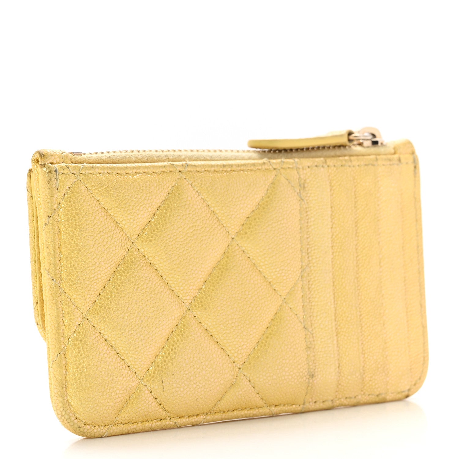 Chanel Iridescent Caviar Quilted Flap Zip Card Holder Yellow 3 of 10