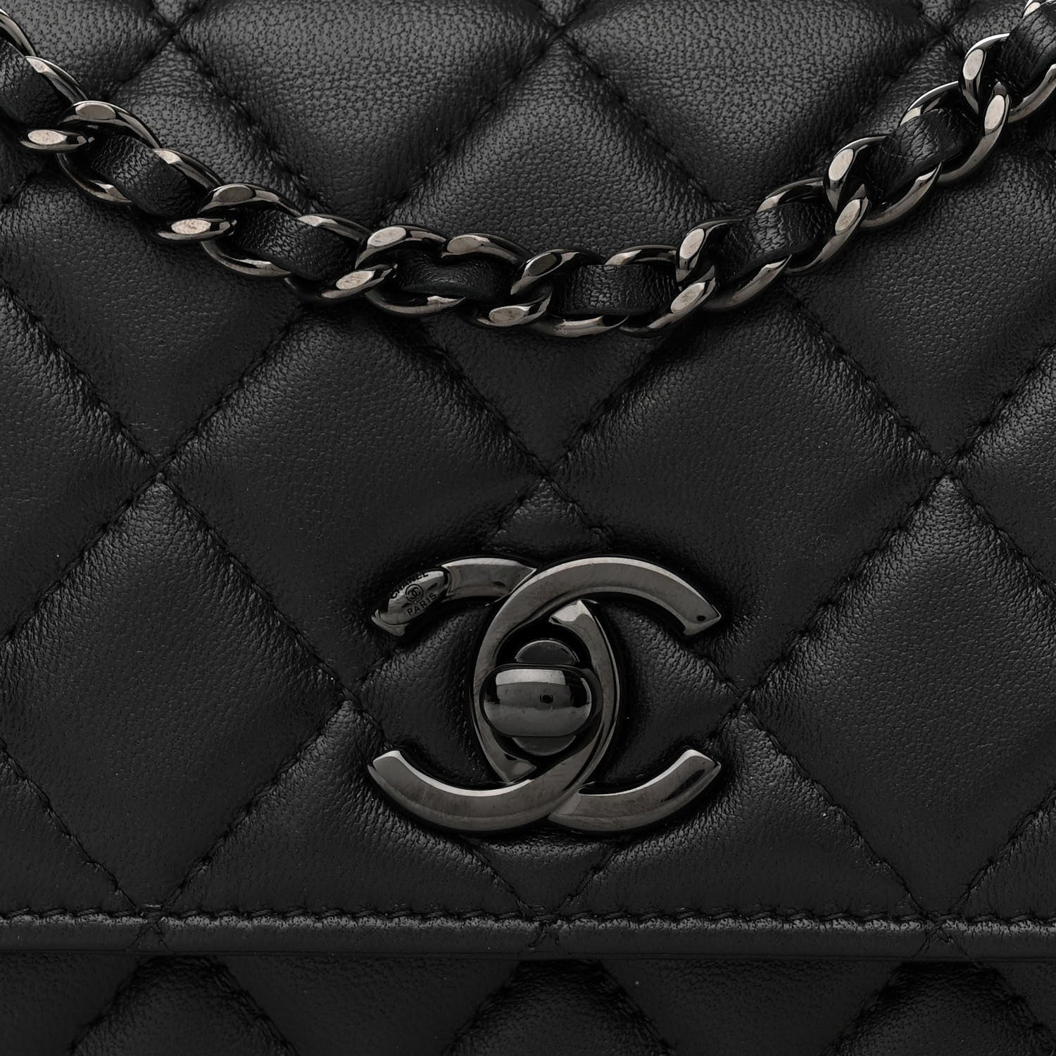 Chanel Lambskin Quilted Mini Trendy CC Wallet On Chain WOC So Black 8 of 11