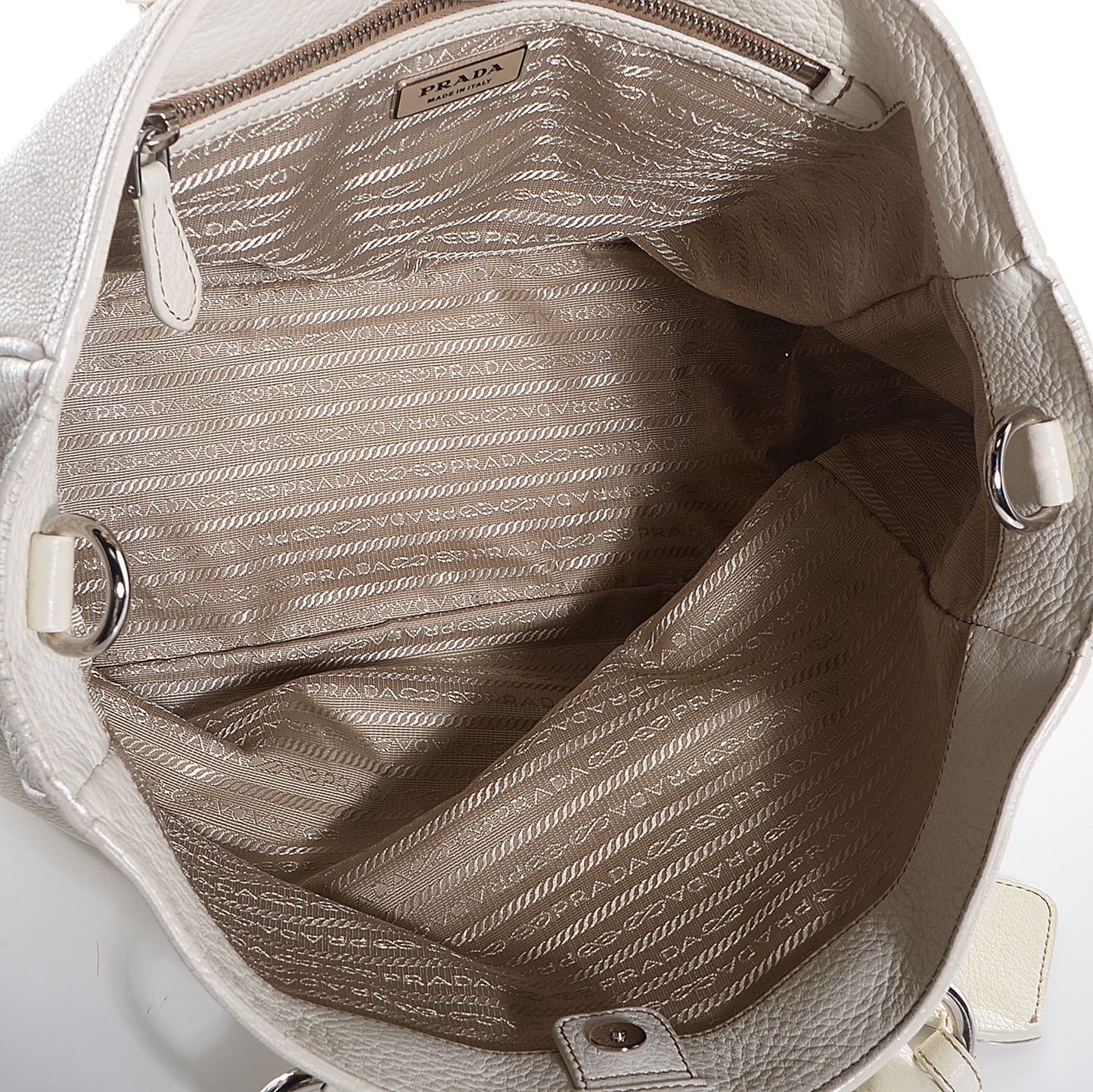 Vitello Daino Braided Tote Bianco