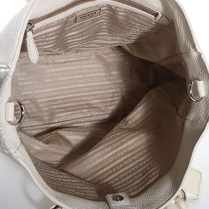 Prada Vitello Daino Braided Tote Bianco 5 of 9