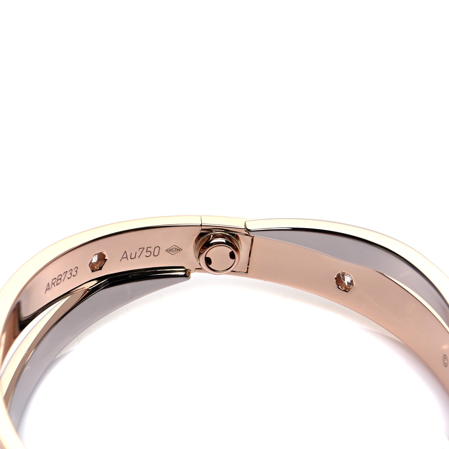 Cartier 18K Pink White Gold 12 Diamond Double LOVE Bracelet 16 7 of 9