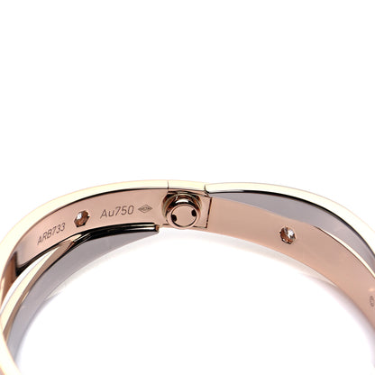 Cartier 18K Pink White Gold 12 Diamond Double LOVE Bracelet 16 7 of 9
