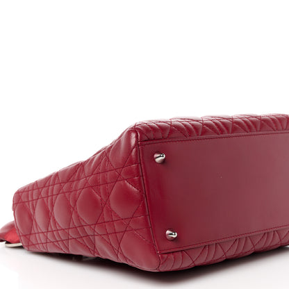 Christian Dior Lambskin Cannage Bow Medium Lady Dior Burgundy 10 of 11