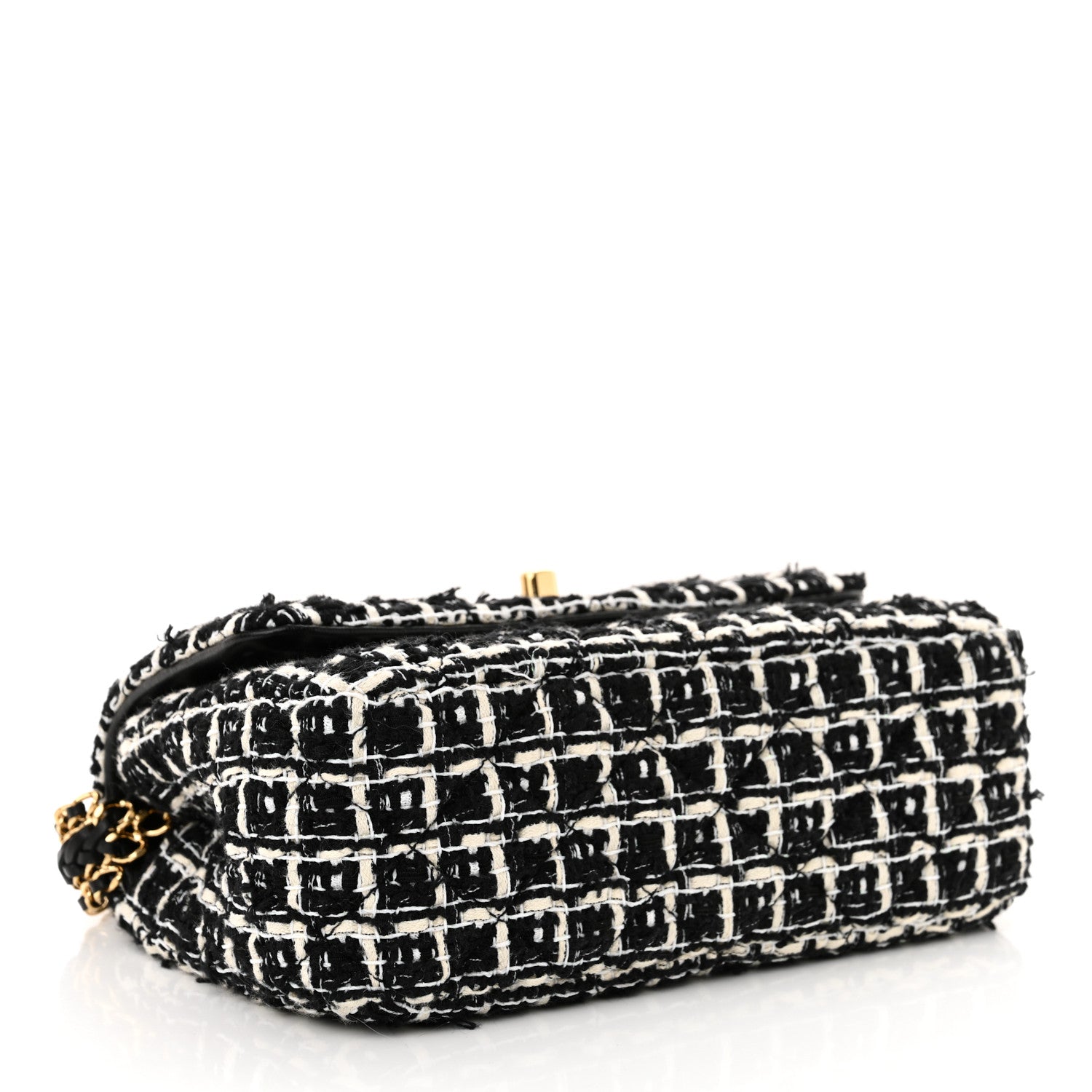 Chanel Tweed Quilted Multi Chain Mini Flap Black Ecru White 4 of 13