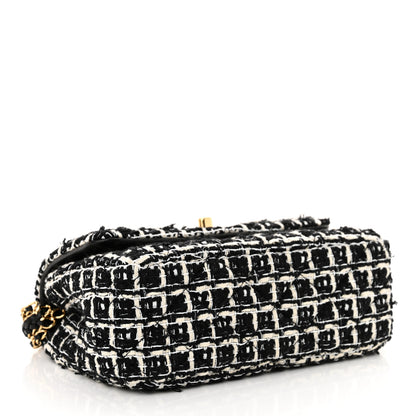 Chanel Tweed Quilted Multi Chain Mini Flap Black Ecru White 4 of 13