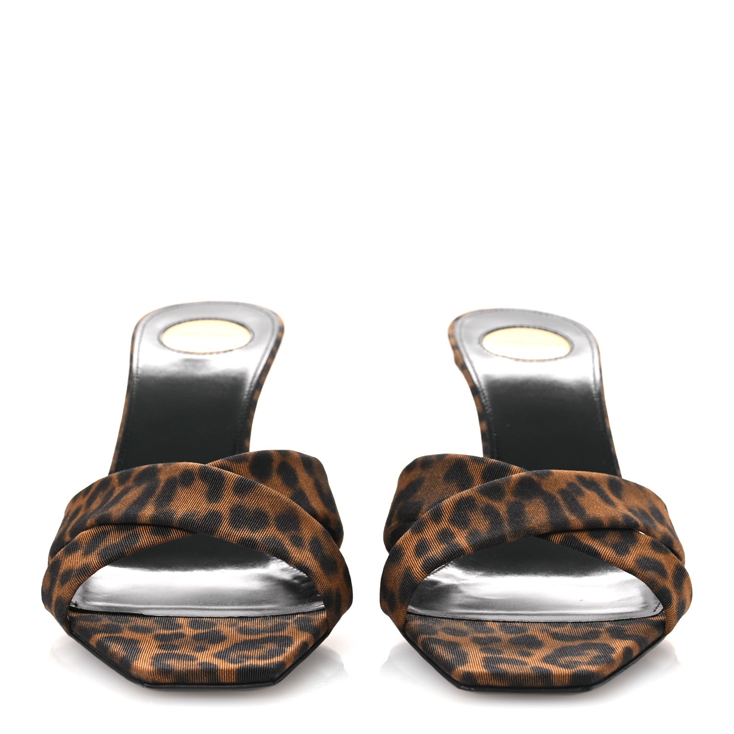 Saint Laurent Grossgrain Leopard Print Jill Mules 37.5 Brown 3 of 11