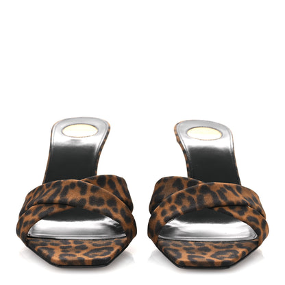 Saint Laurent Grossgrain Leopard Print Jill Mules 37.5 Brown 3 of 11