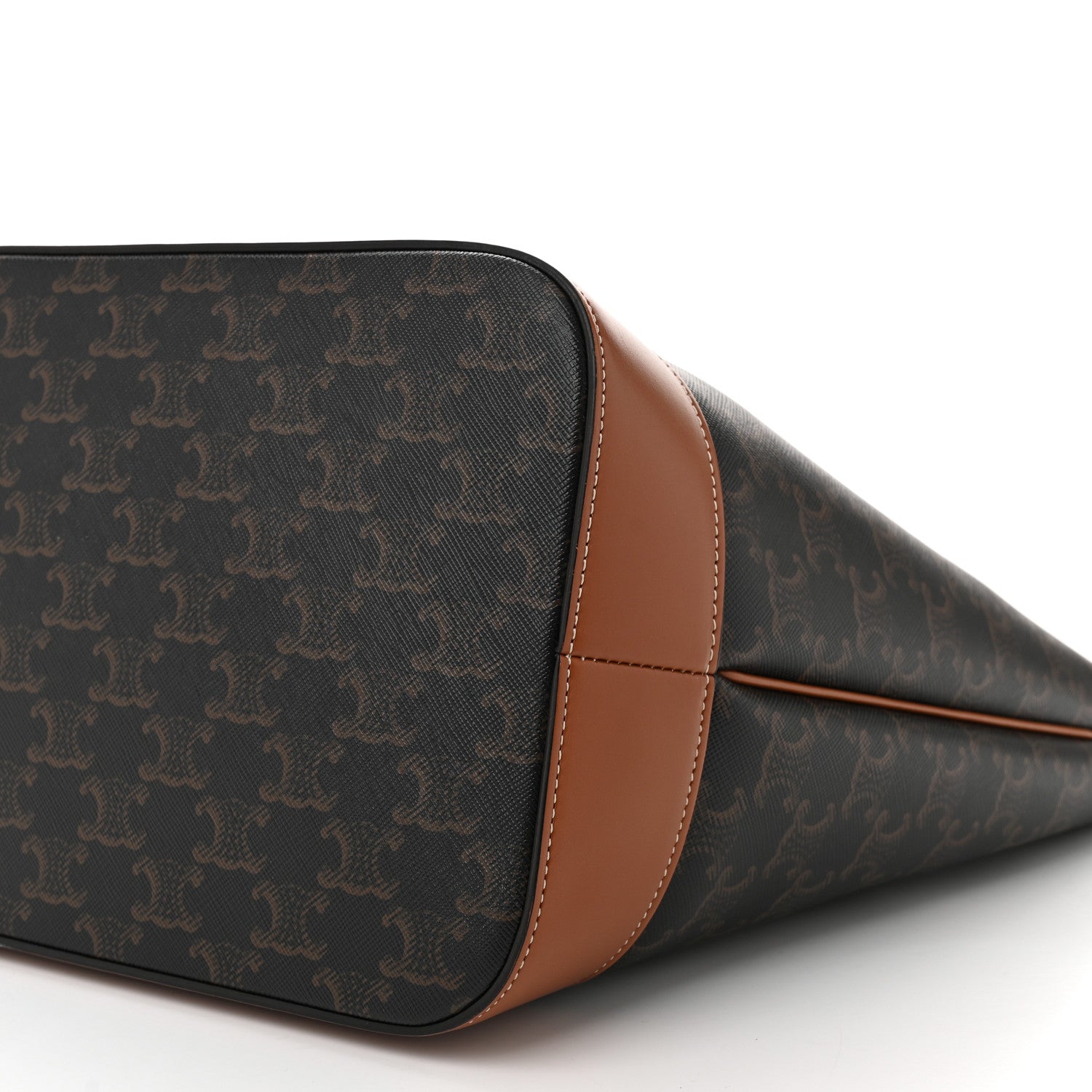 Celine Triomphe Canvas Calfskin Medium Bucket Bag Tan 10 of 10