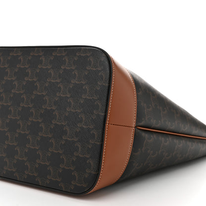 Celine Triomphe Canvas Calfskin Medium Bucket Bag Tan 10 of 10