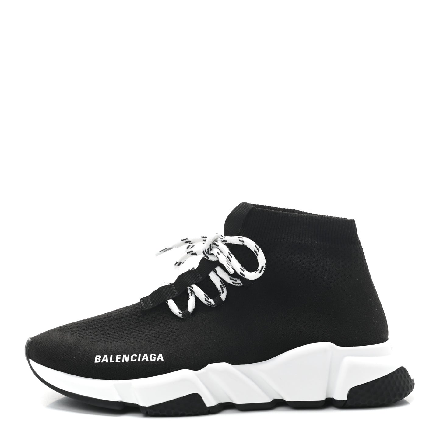 Recycled Knit Bi-Color Sole Womens Speed Lace Up Sneakers 40 Black White