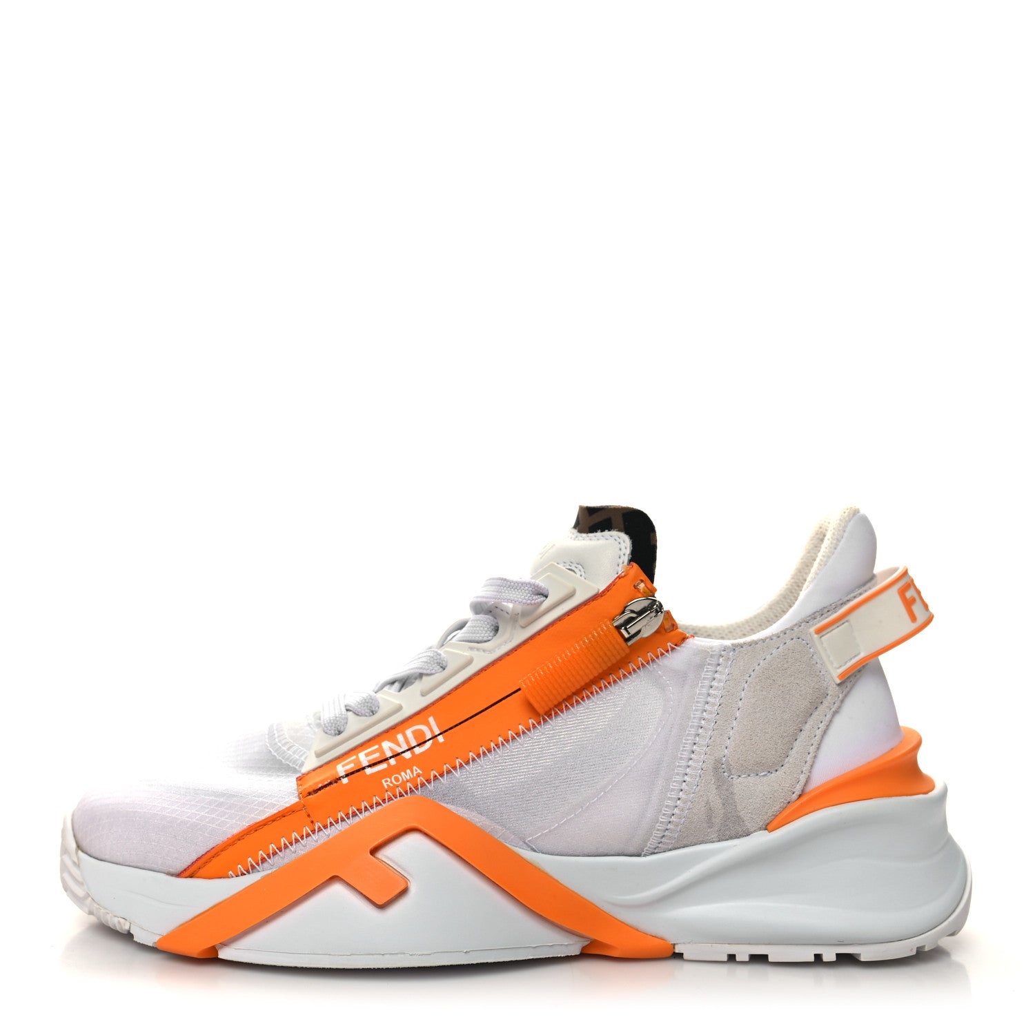 Fendi Nylon Suede Transparent Fendi Flow Low Top Sneakers 36 White Orange 1 of 12