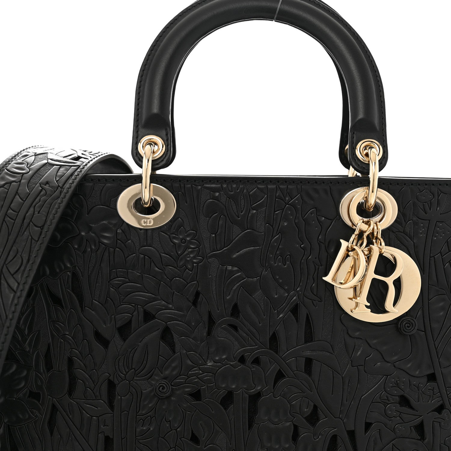 Christian Dior Calfskin Laser Cut Large Lady Dior Black 7 of 10