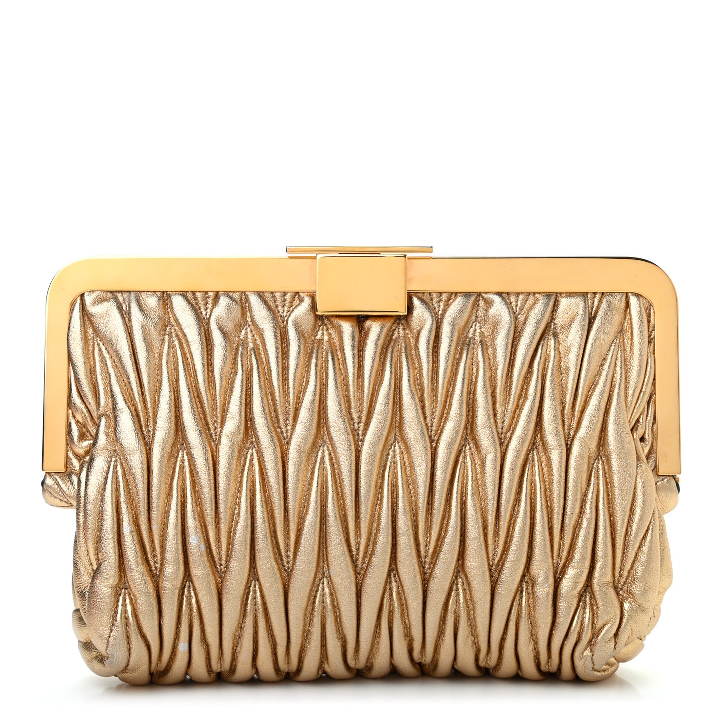 Metallic Nappa Matelasse Clutch Gold