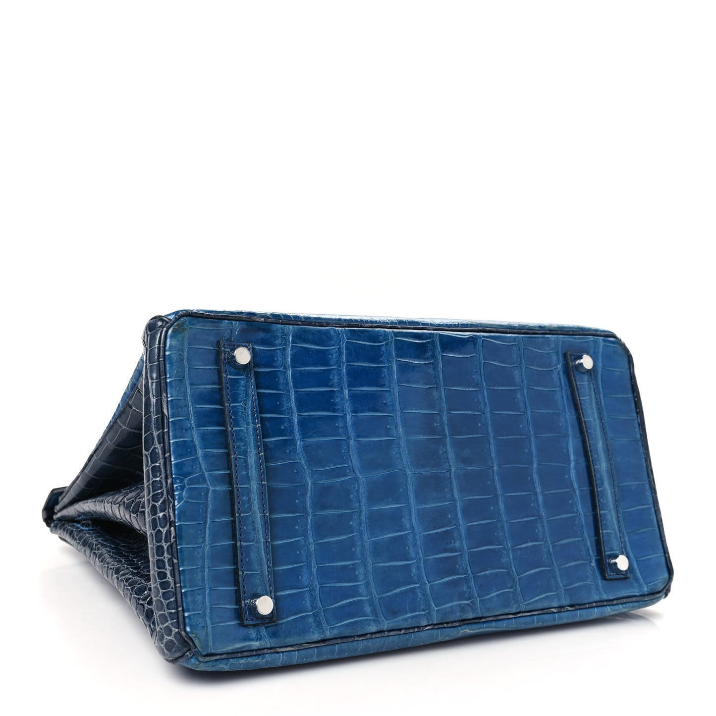 Shiny Porosus Crocodile Horseshoe Birkin 35 Bleu Roi Bleu Abysse