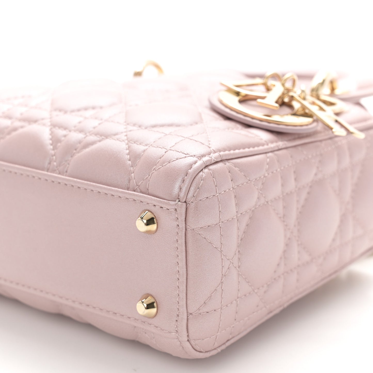 Metallic Lambskin Cannage Mini Lady Dior Lotus