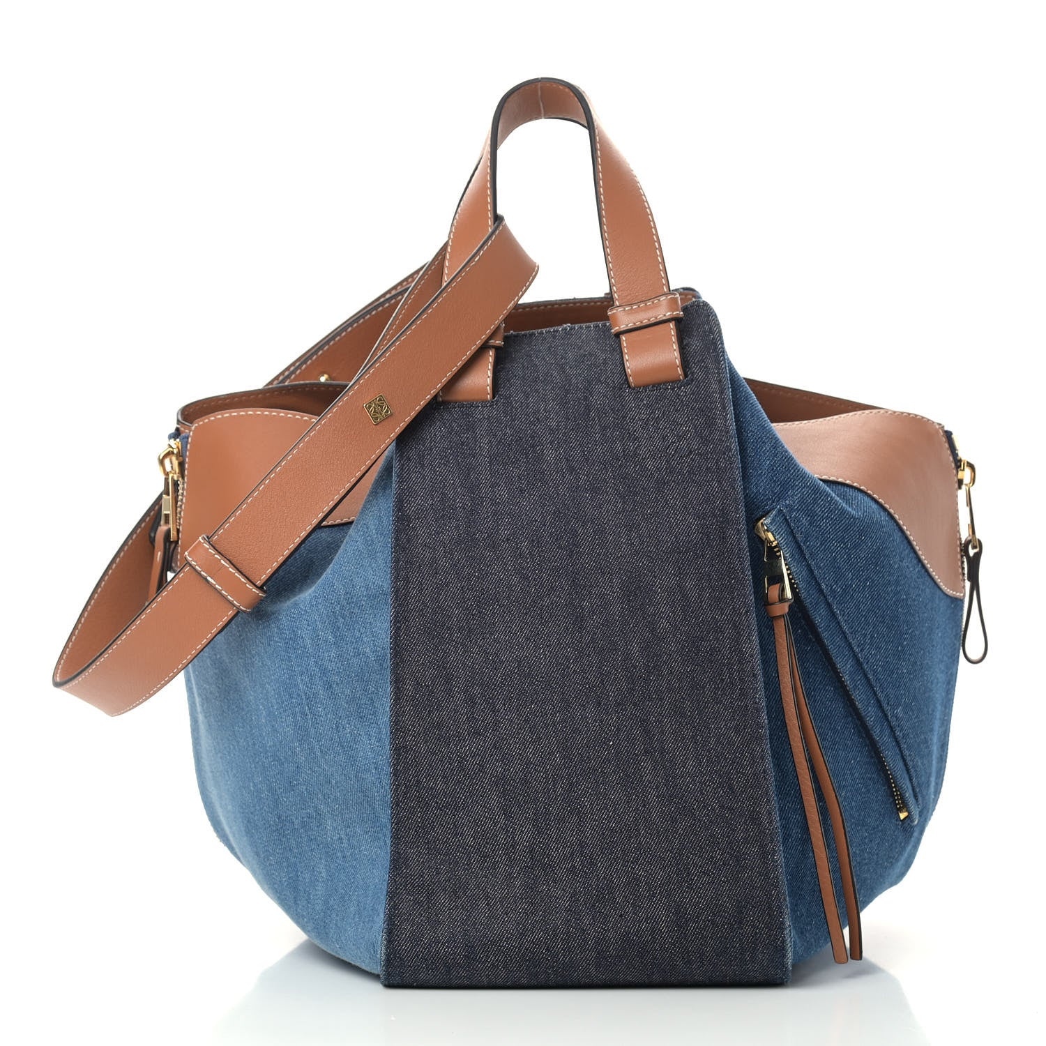Loewe Calfskin Denim Medium Hammock Shoulder Bag Multitone Tan 3 of 11