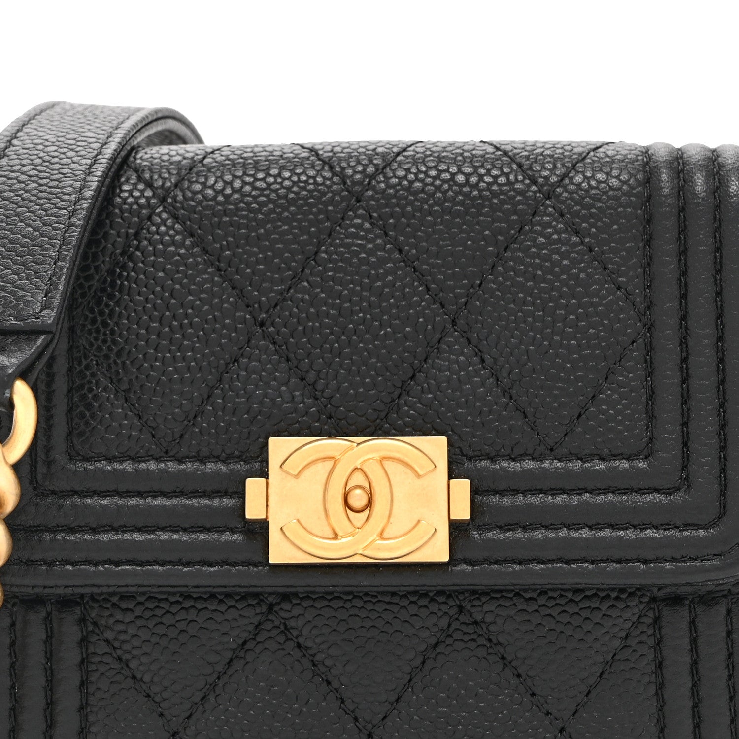 Chanel Caviar Quilted Boy Card Holder On Chain Black 9 of 11