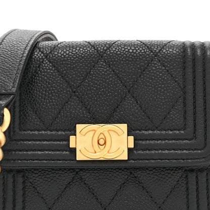 Chanel Caviar Quilted Boy Card Holder On Chain Black 9 of 11