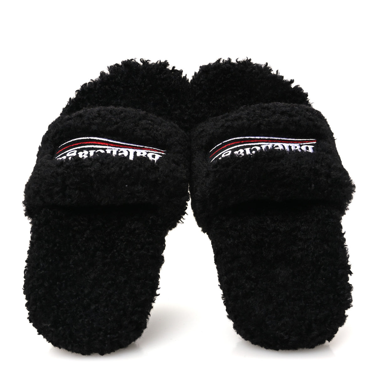 Faux Shearling Political Campaign Logo 80mm Sandals 37 Black