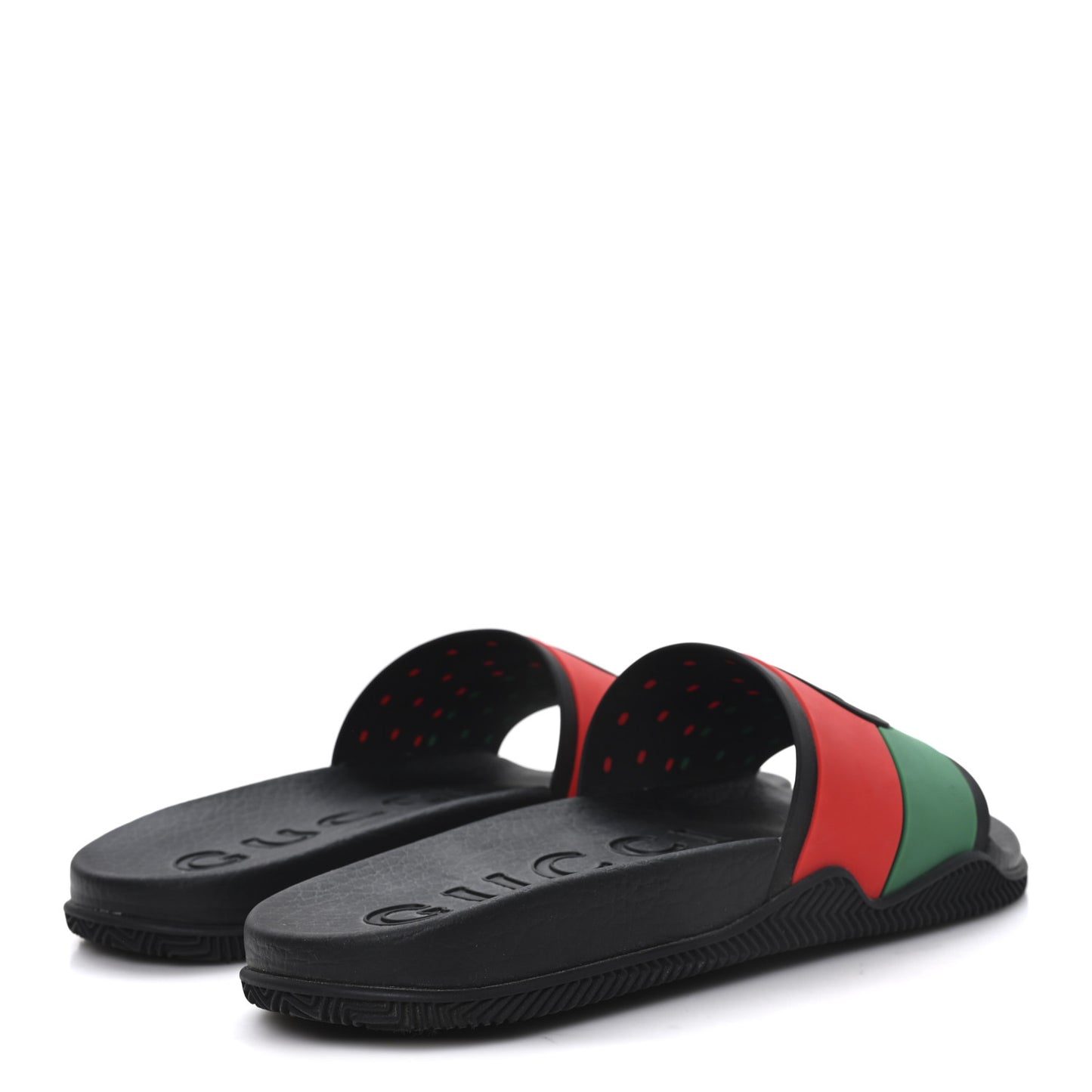 Rubber Web Womens Interlocking G Slide Sandals 40 Black Green Red