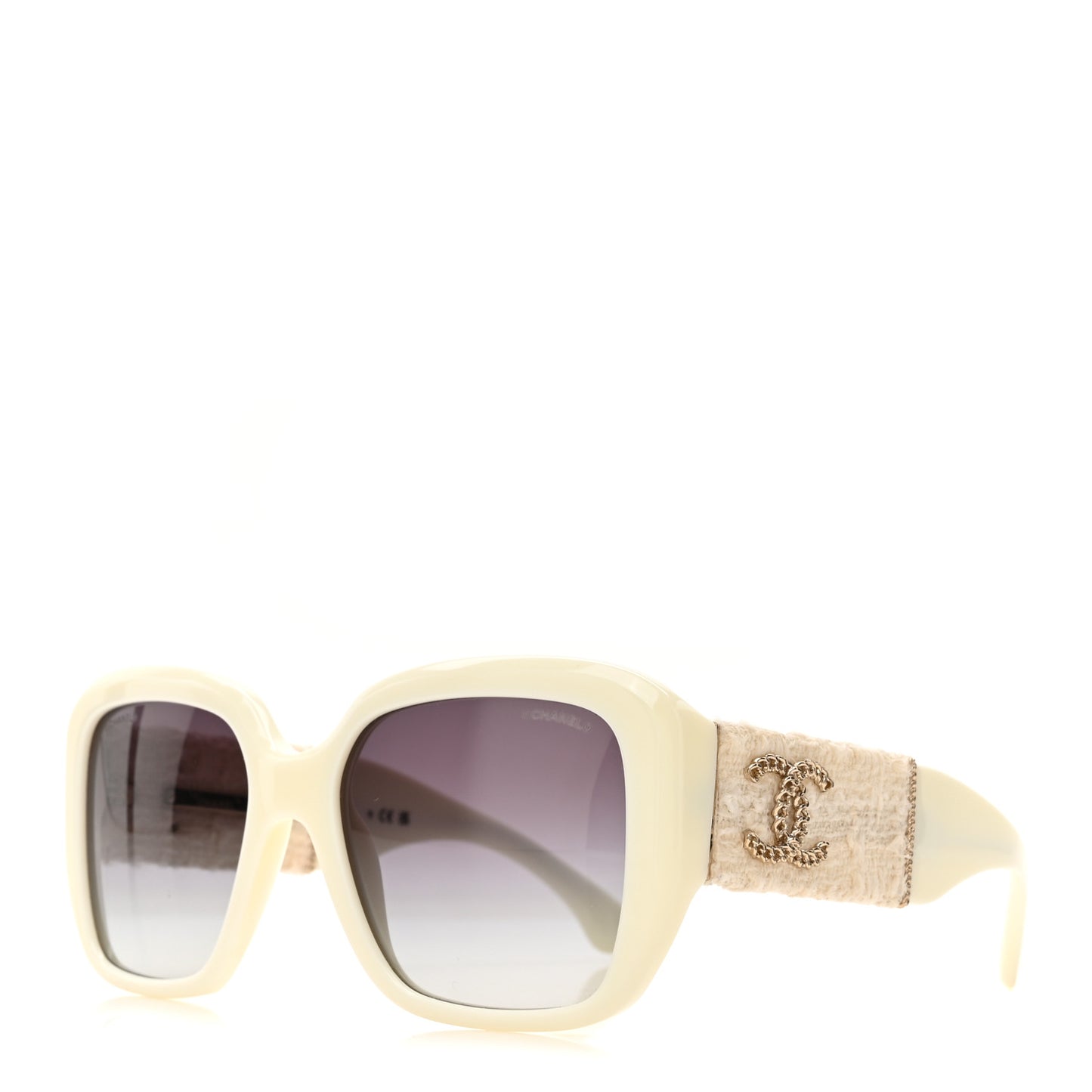 Acetate Tweed Square Sunglasses 5512 White